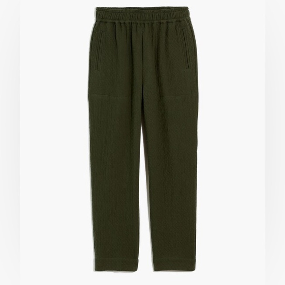 Madewell Olive Pull-On High-Rise Tapered Pants Diamond Jacquard